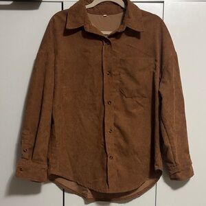 Brown Corduroy Button-Up Shirt